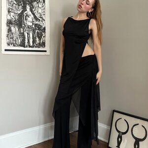 COSTUME NATIONAL BLACK COWL NECK ASYMMETRICAL TOP